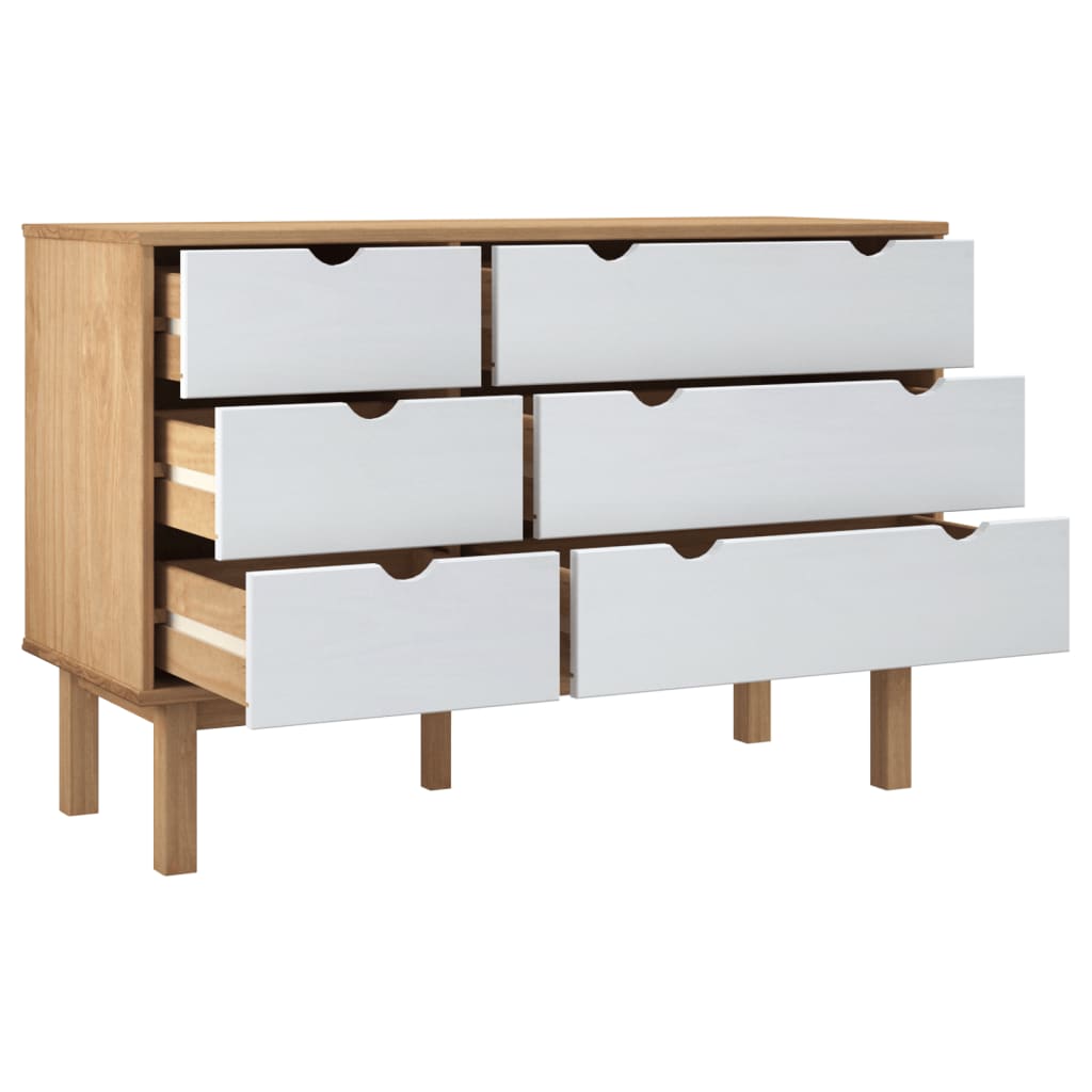 Kommode Brun og Hvit OTTA 111x43x73,5 cm heltre furu