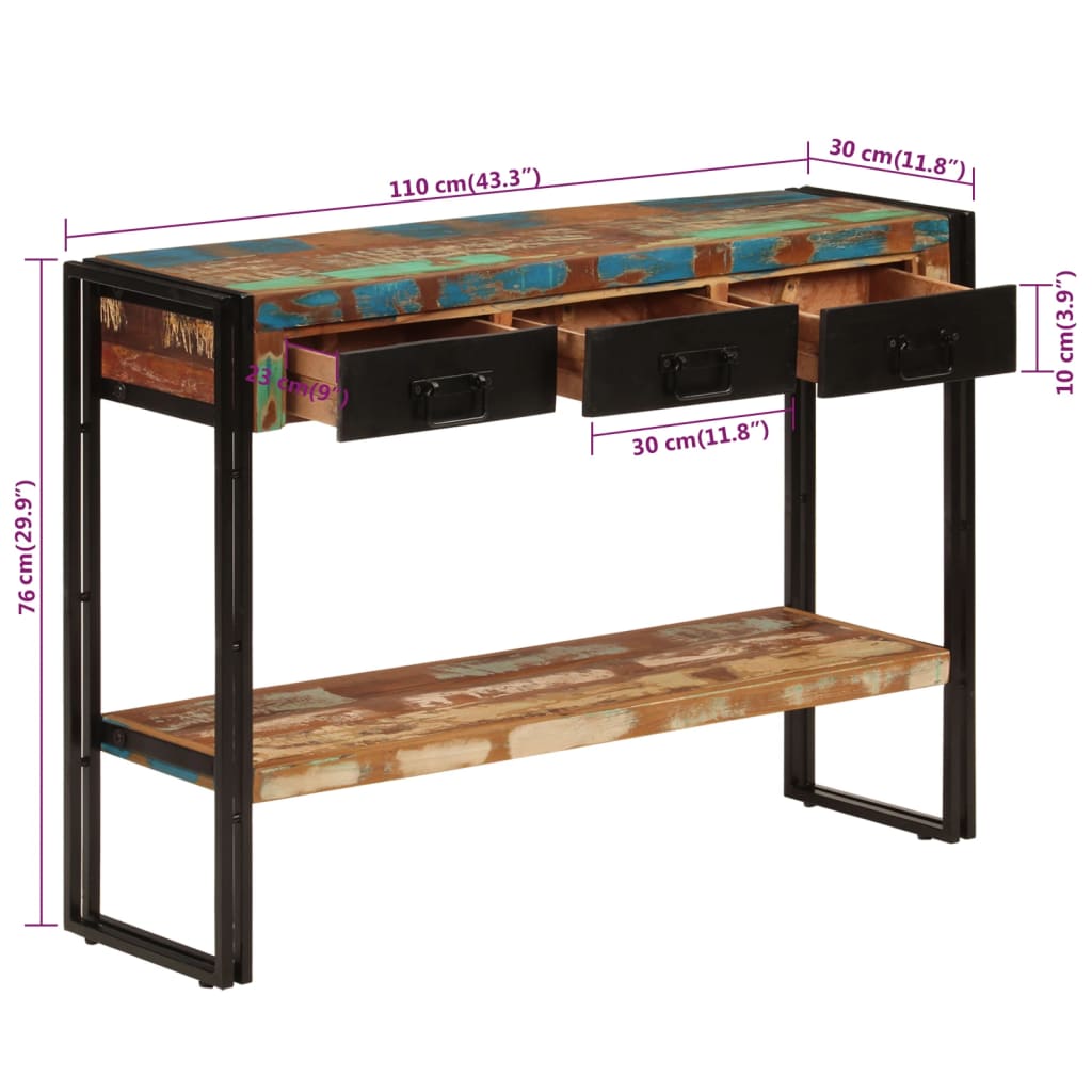 Avlastningsbord Konsollbord Tre 110x30x76 cm gjenvunnet heltre
