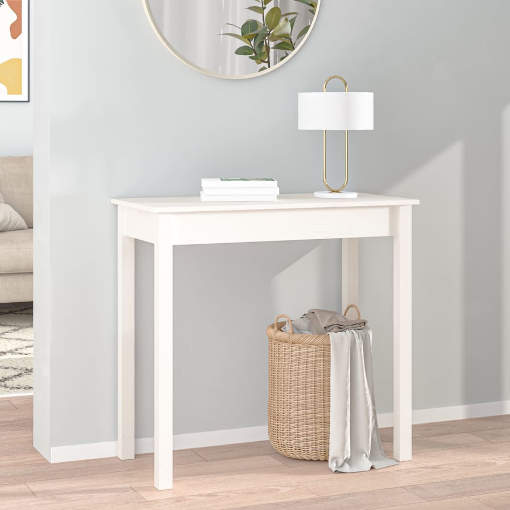 Avlastningsbord Konsollbord Hvit 80x40x75 cm heltre furu