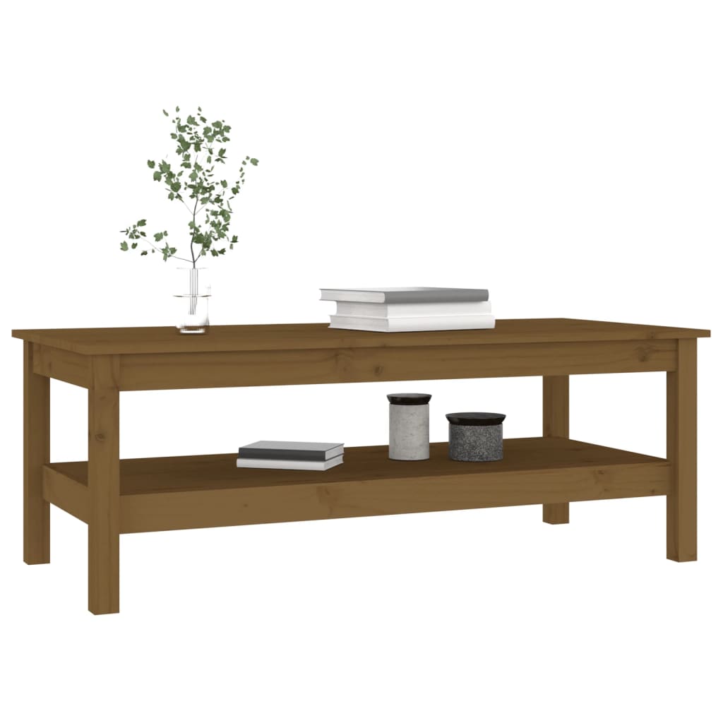 Salongbord Sofabord Tre heltre furu Honningbrun 110x50x40 cm