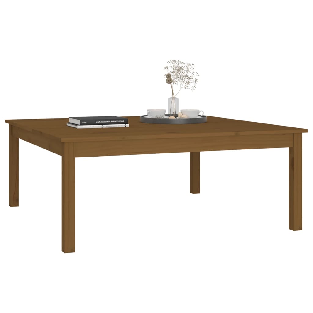 Salongbord Sofabord Tre heltre furu Honningbrun 100x100x40 cm