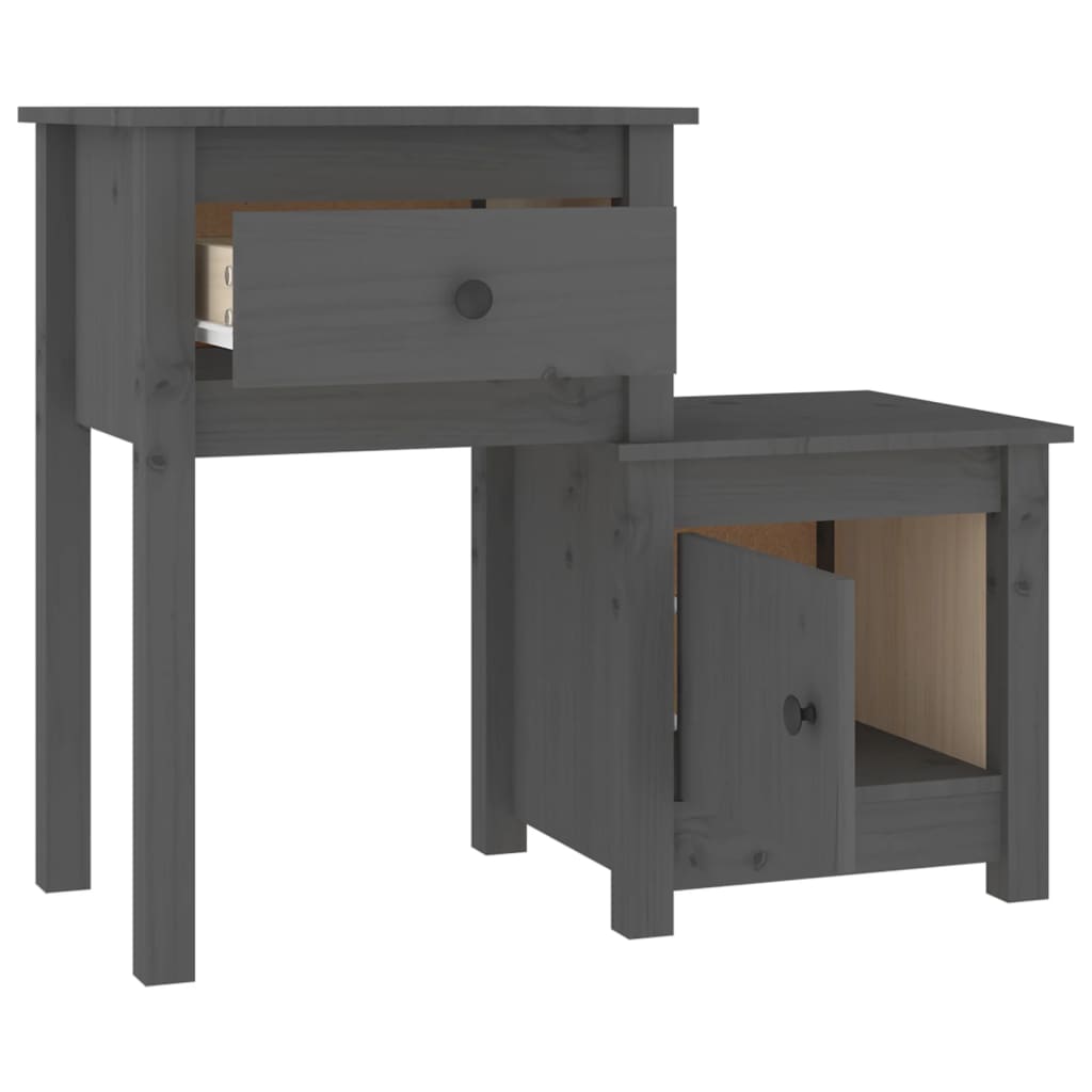 Nattbord Sengbord Grå 79,5x38x65,5 heltre furu