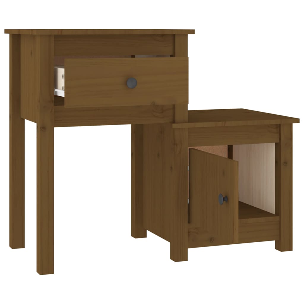 Nattbord Sengbord Honningbrun 79,5x38x65,5 cm heltre furu