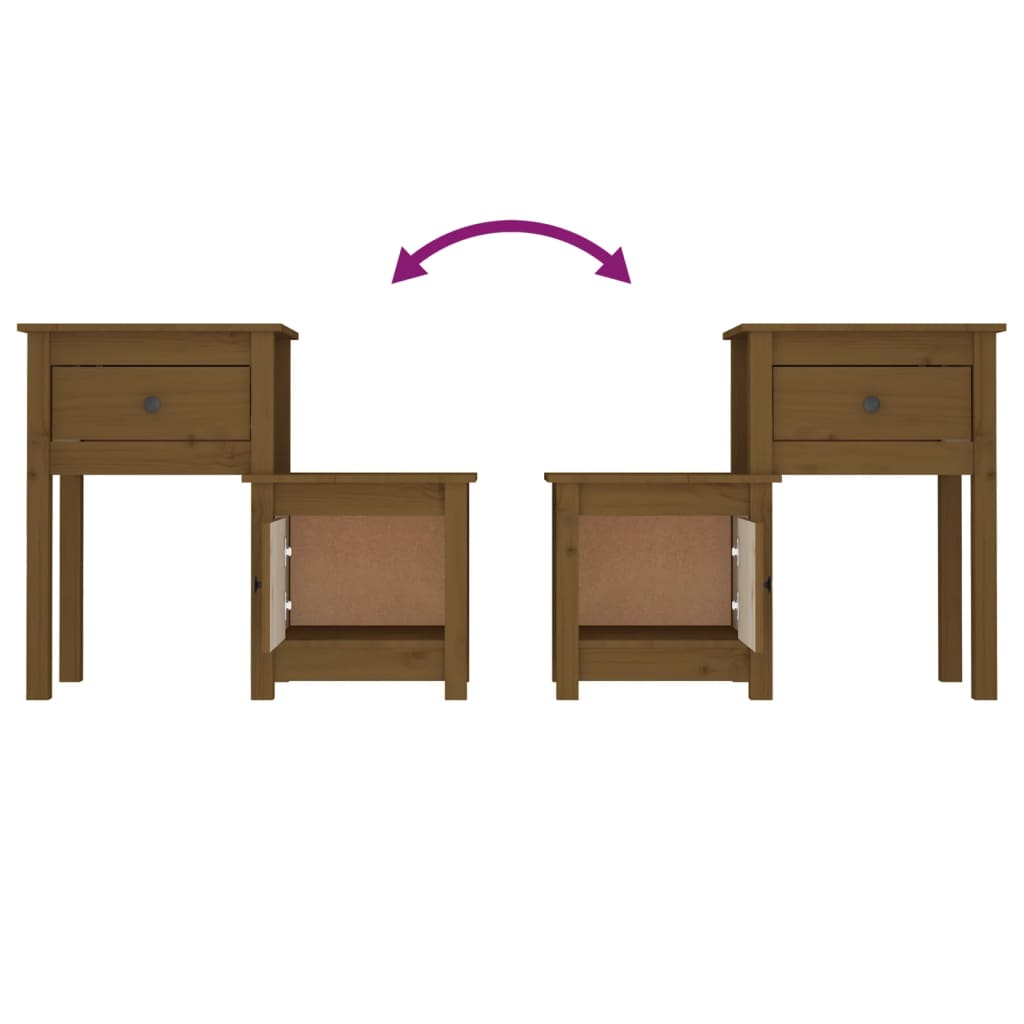 Nattbord Sengbord Honningbrun 79,5x38x65,5 cm heltre furu