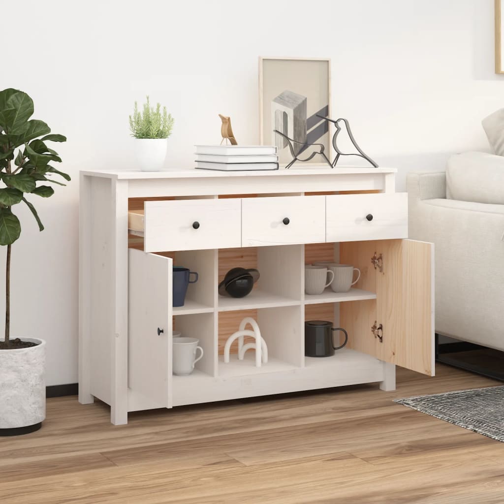 Skjenk Hvit 100x35x74,5 cm heltre furu