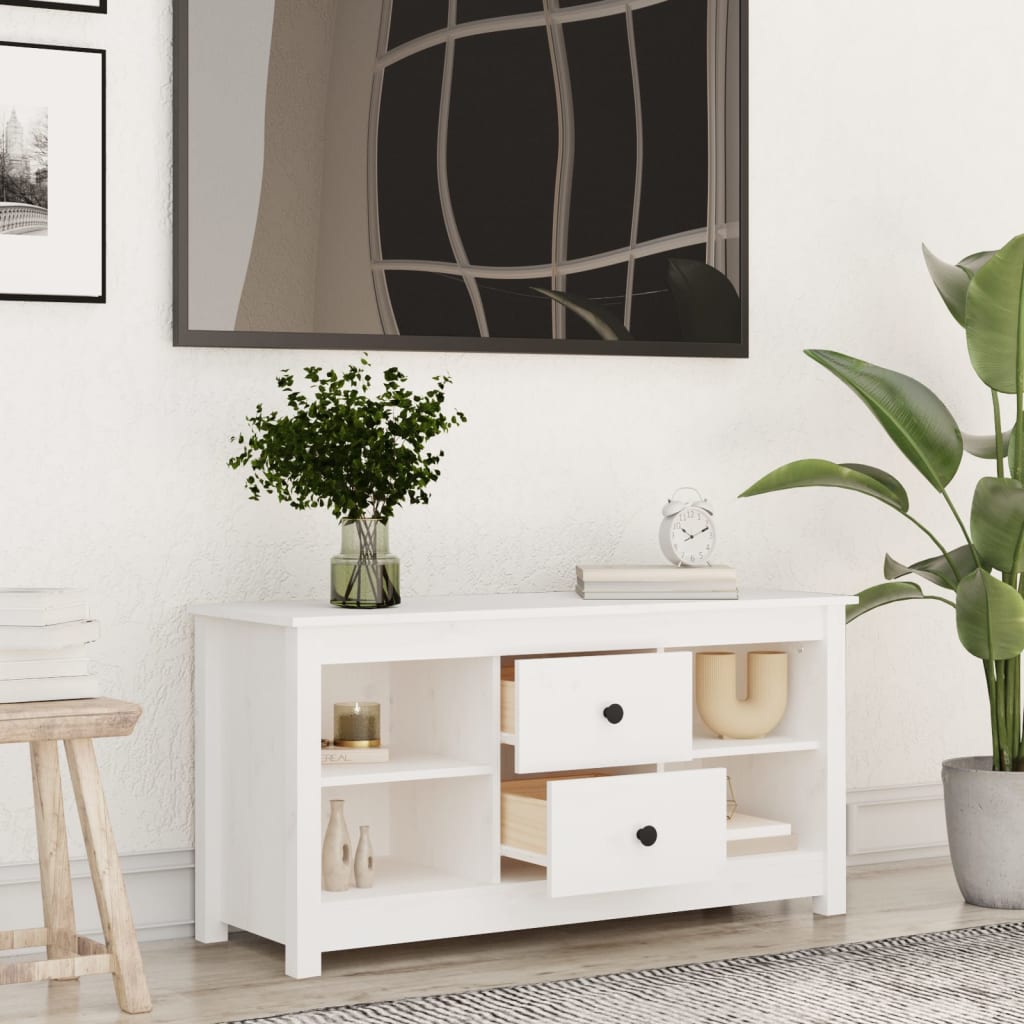 TV-Møbel Hvit TV-benk 103x36,5x52 cm heltre furu