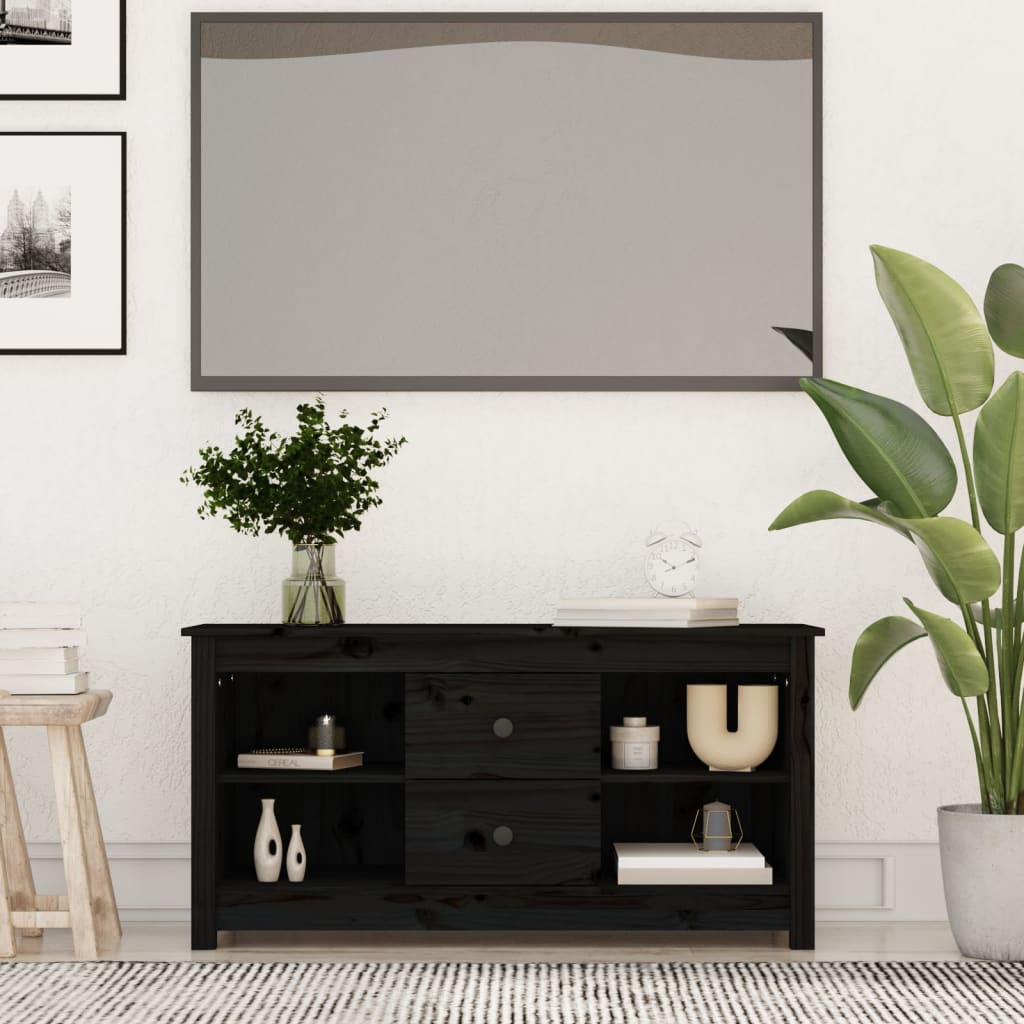 TV-Møbel Svart TV-benk 103x36,5x52 cm heltre furu