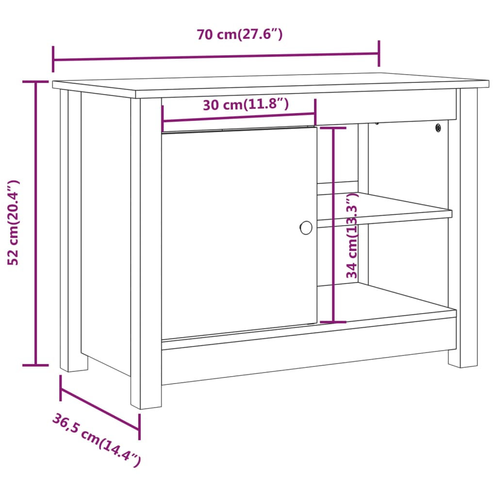 TV-Møbel Honningbrun TV-benk 70x36,5x52 cm heltre furu