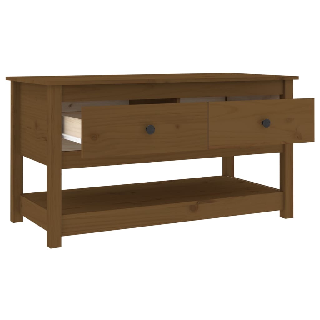 Salongbord Sofabord Tre heltre furu Honningbrun 102x49x55 cm