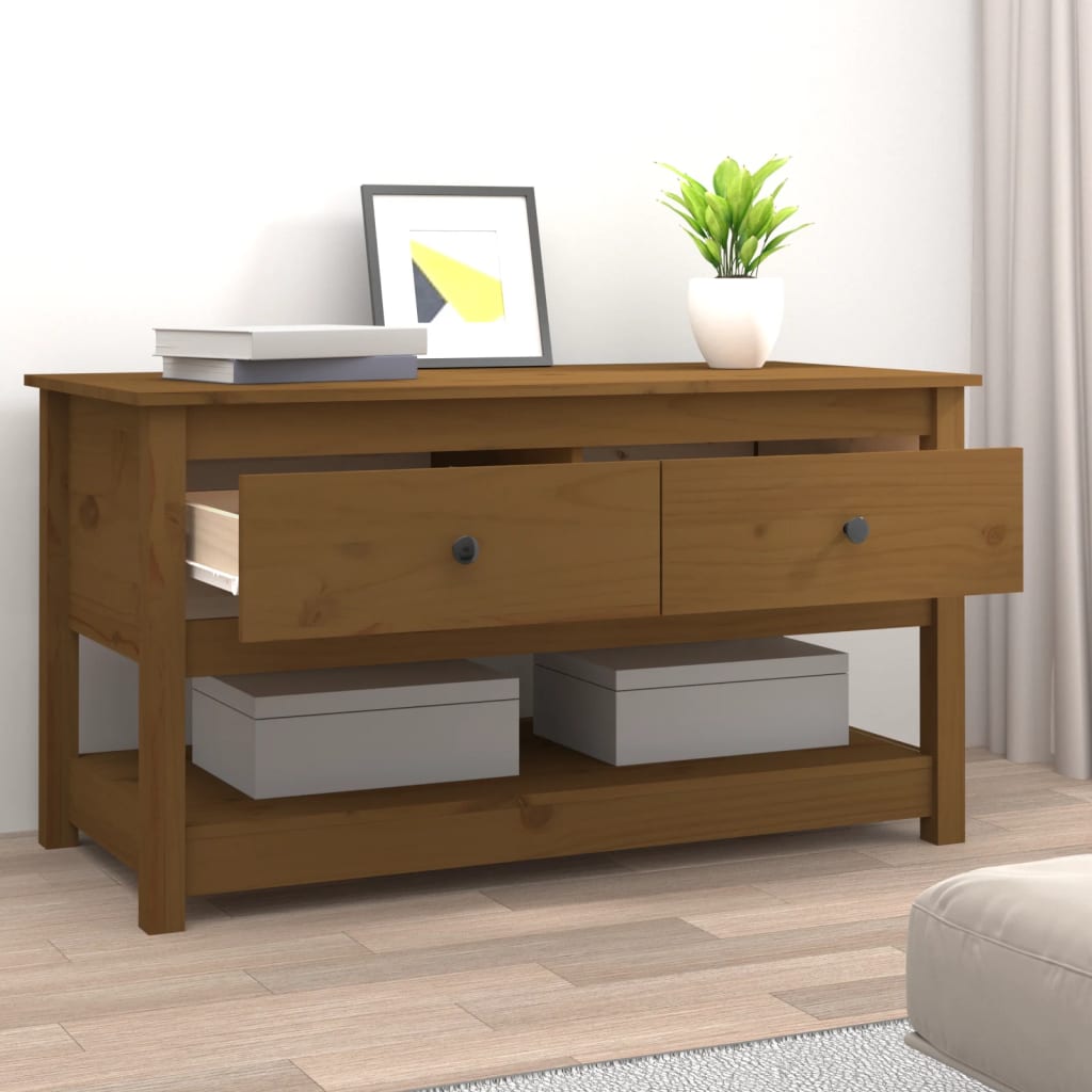 Salongbord Sofabord Tre heltre furu Honningbrun 102x49x55 cm