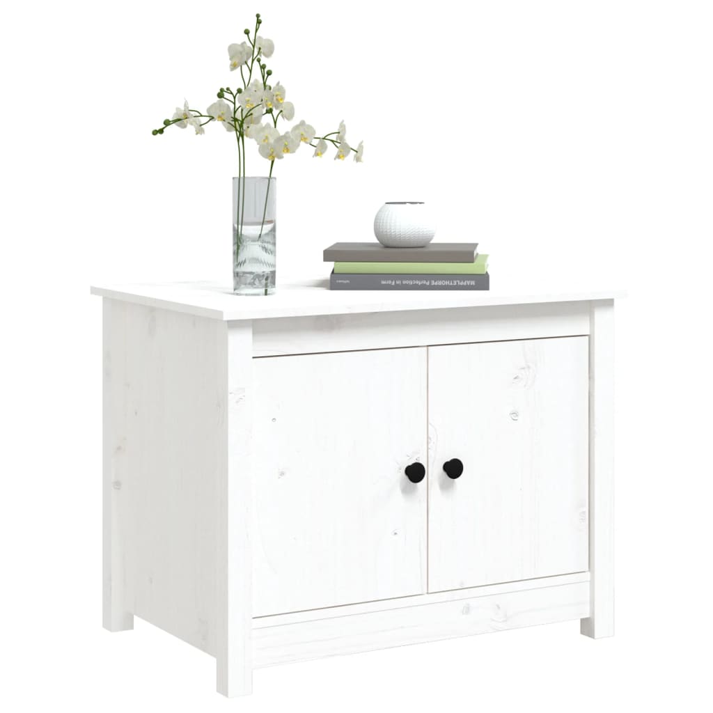 Salongbord Sofabord Hvit 71x49x55 cm heltre furu