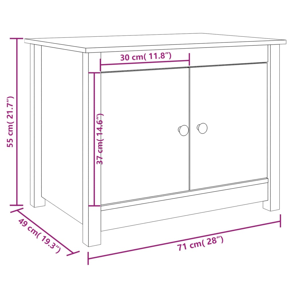 Salongbord Sofabord Svart 71x49x55 cm heltre furu