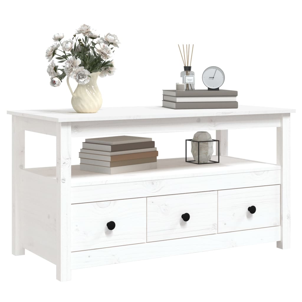 Salongbord Sofabord Hvit 102x49x55 cm heltre furu