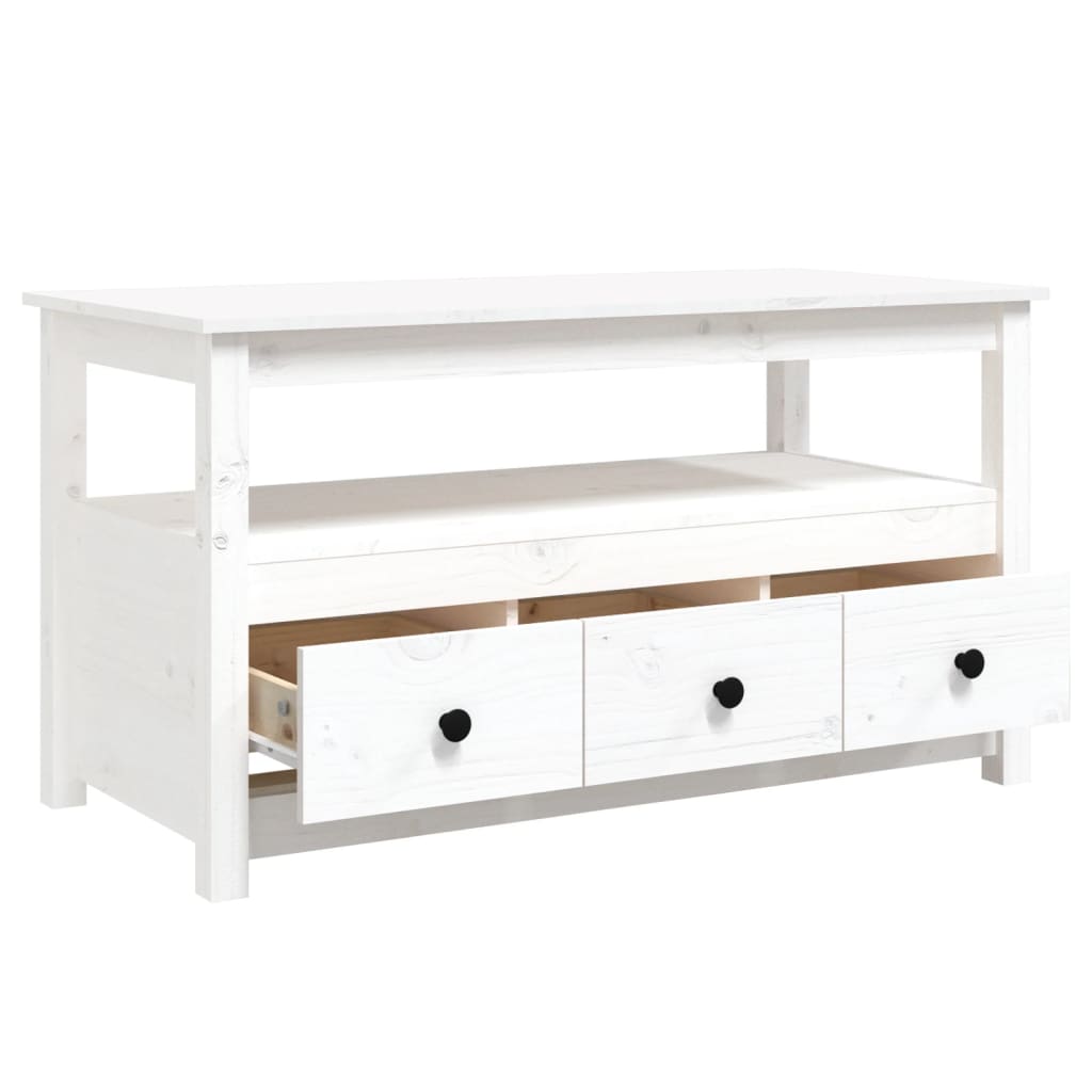Salongbord Sofabord Hvit 102x49x55 cm heltre furu