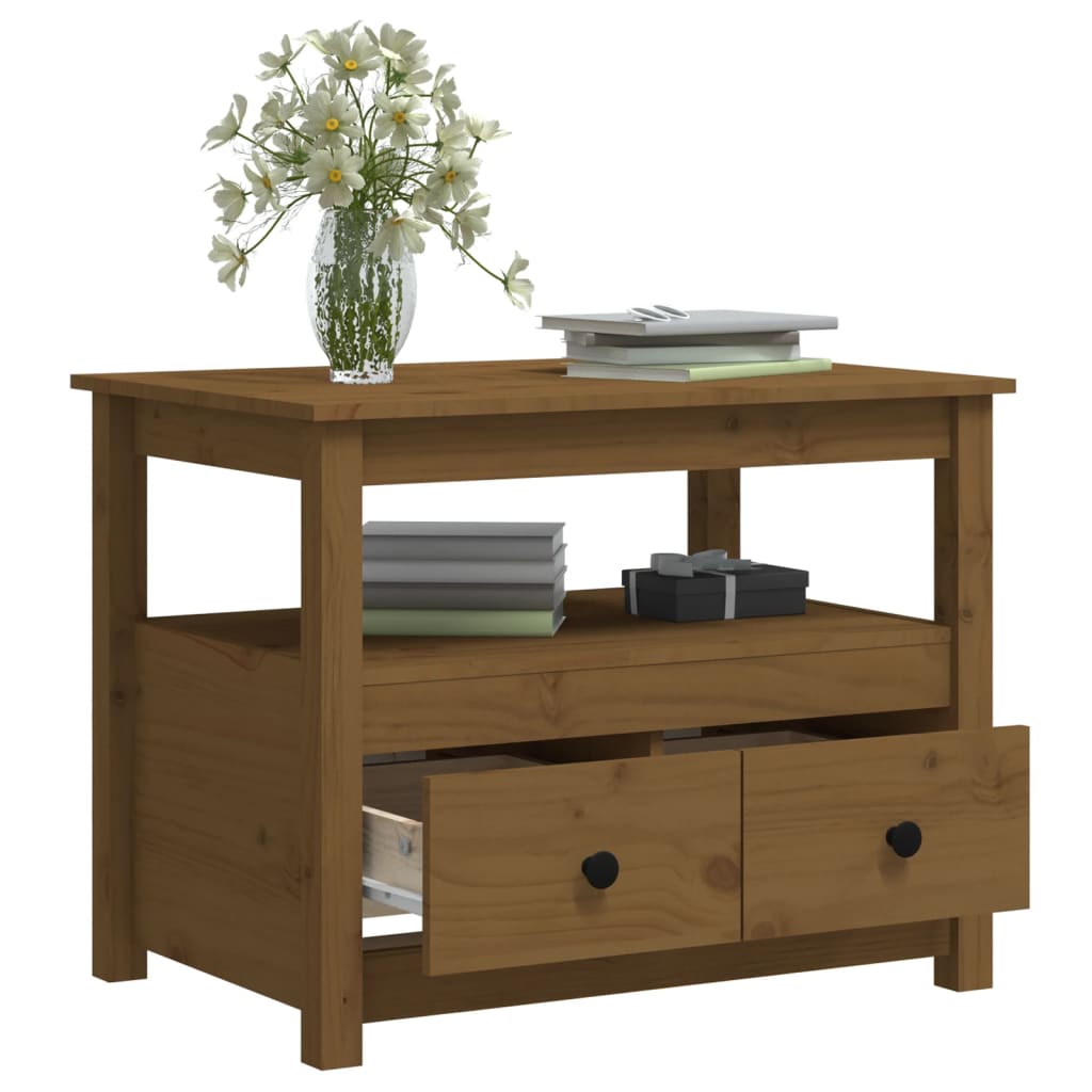 Salongbord Sofabord Tre heltre furu Honningbrun 71x49x55 cm