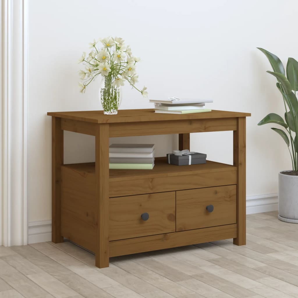 Salongbord Sofabord Tre heltre furu Honningbrun 71x49x55 cm