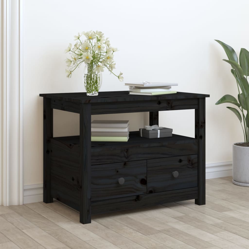 Salongbord Sofabord Svart 71x49x55 cm heltre furu