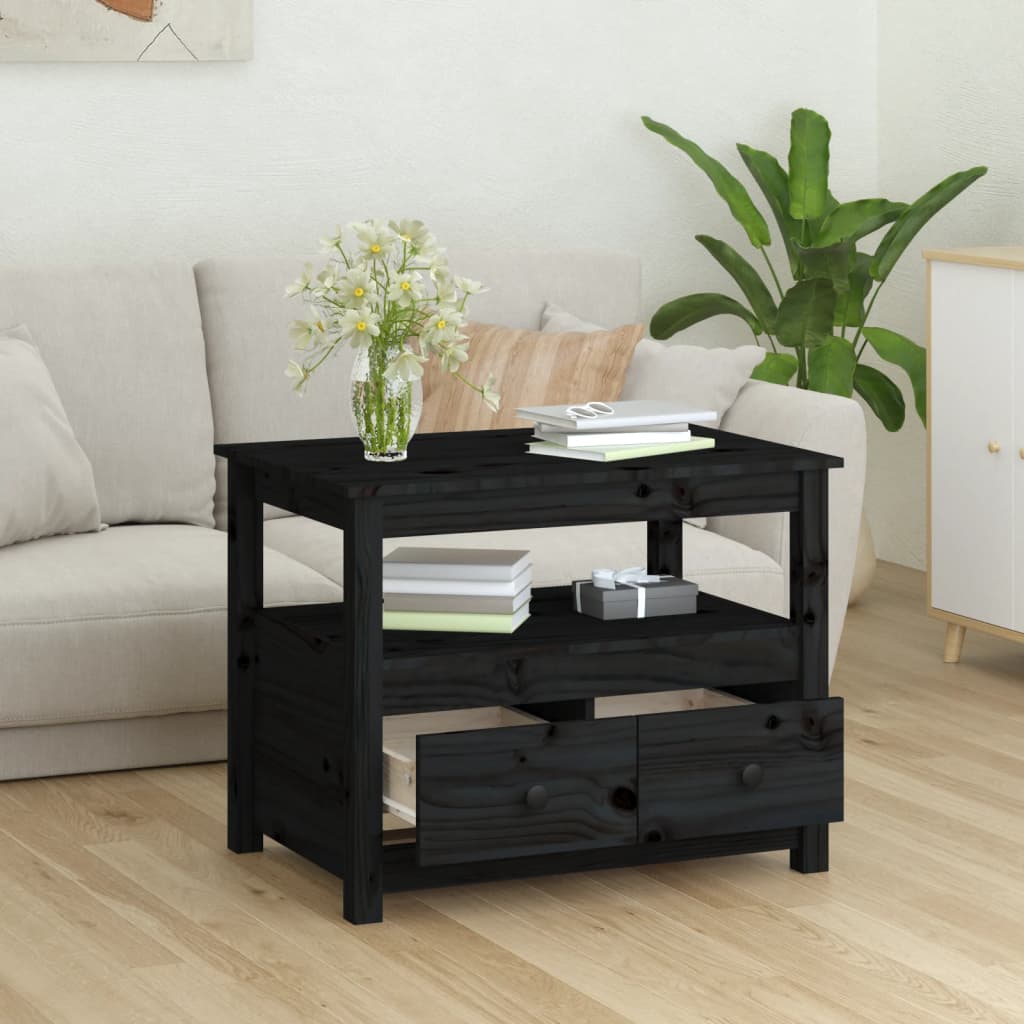 Salongbord Sofabord Svart 71x49x55 cm heltre furu
