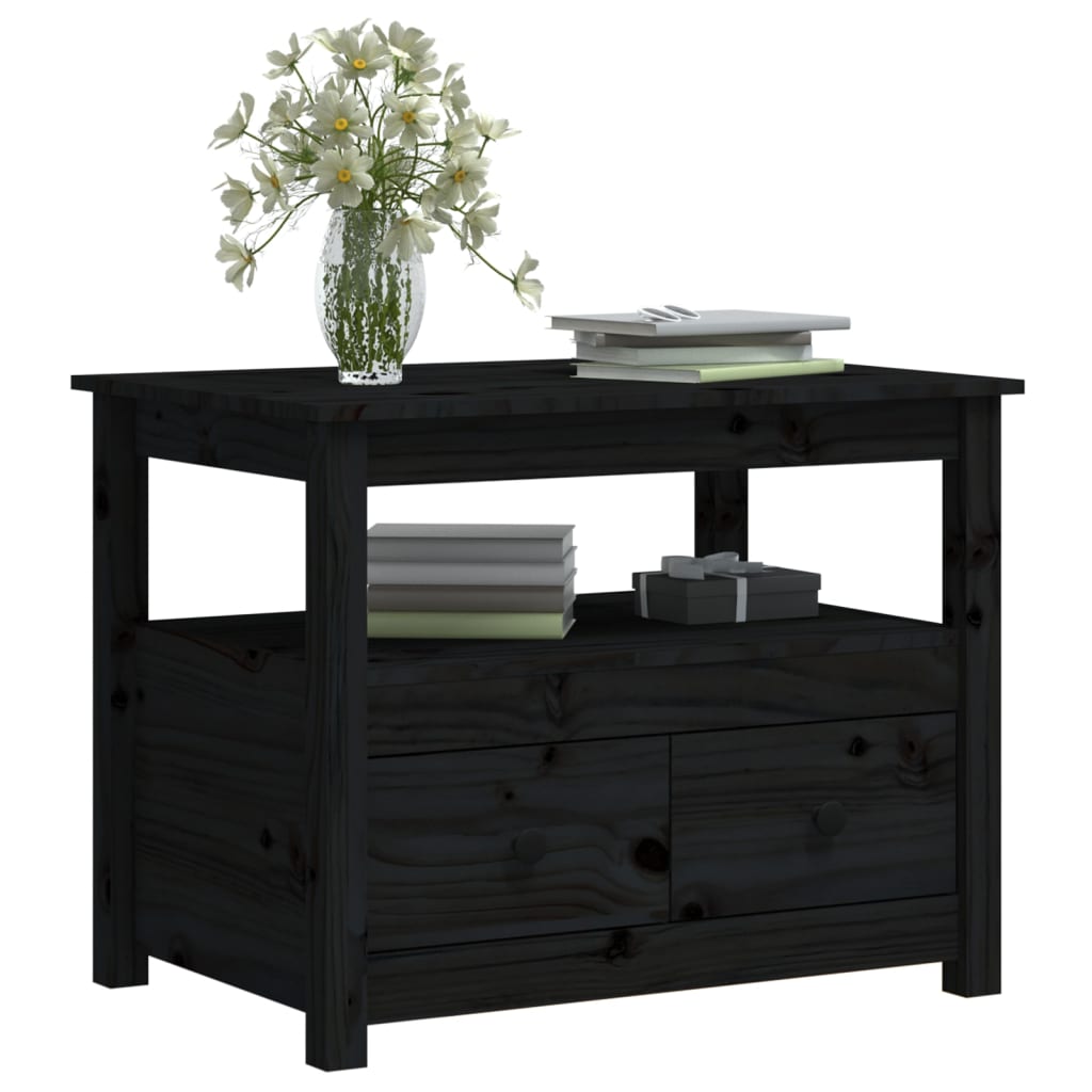 Salongbord Sofabord Svart 71x49x55 cm heltre furu
