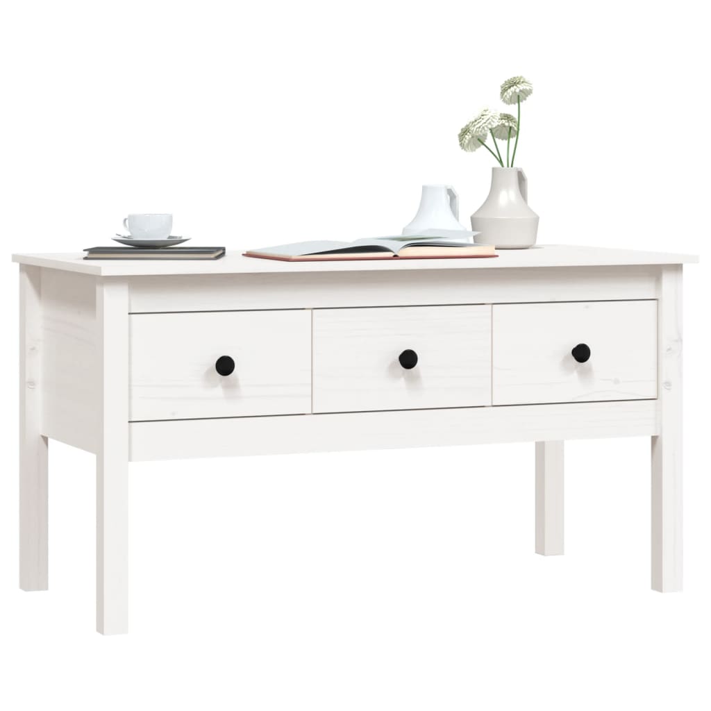 Salongbord Sofabord Hvit 102x49x55 cm heltre furu