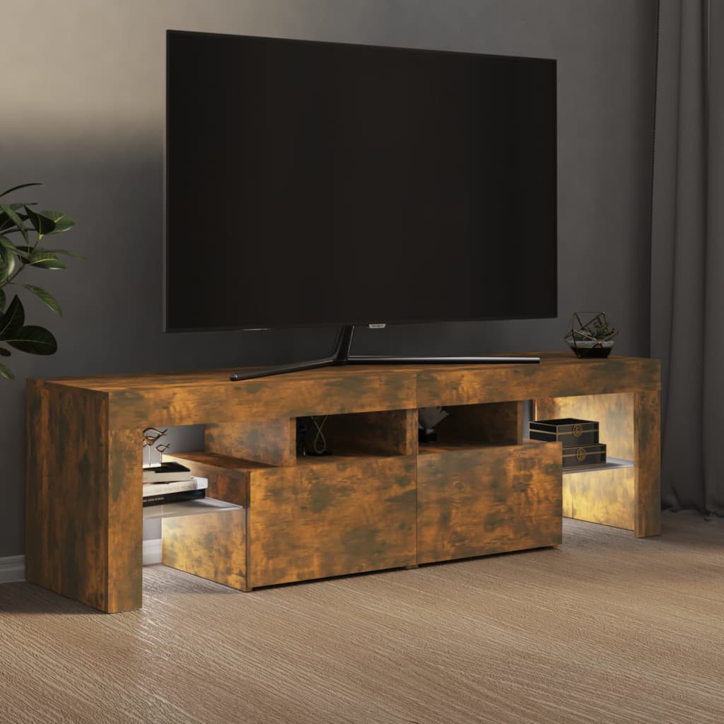 TV-Møbel Røkt EikTV-benk med LED-lys 140x36,5x40 cm
