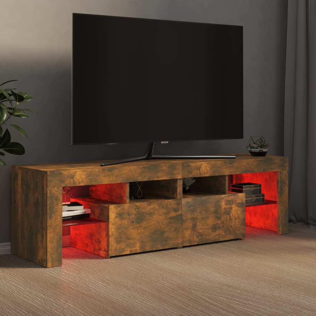 TV-Møbel Røkt EikTV-benk med LED-lys 140x36,5x40 cm