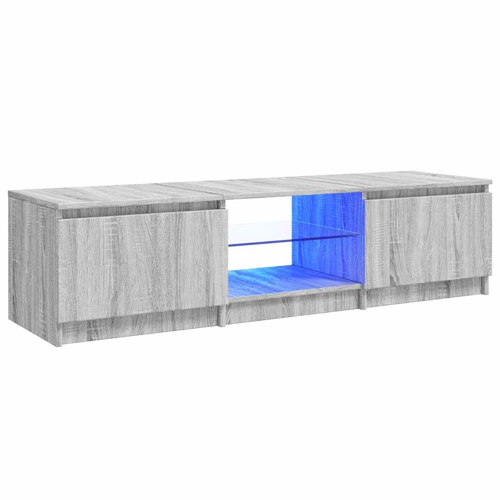 TV-Møbel Sonoma Grå TV-benk med LED-lys Eik 140x40x35,5 cm