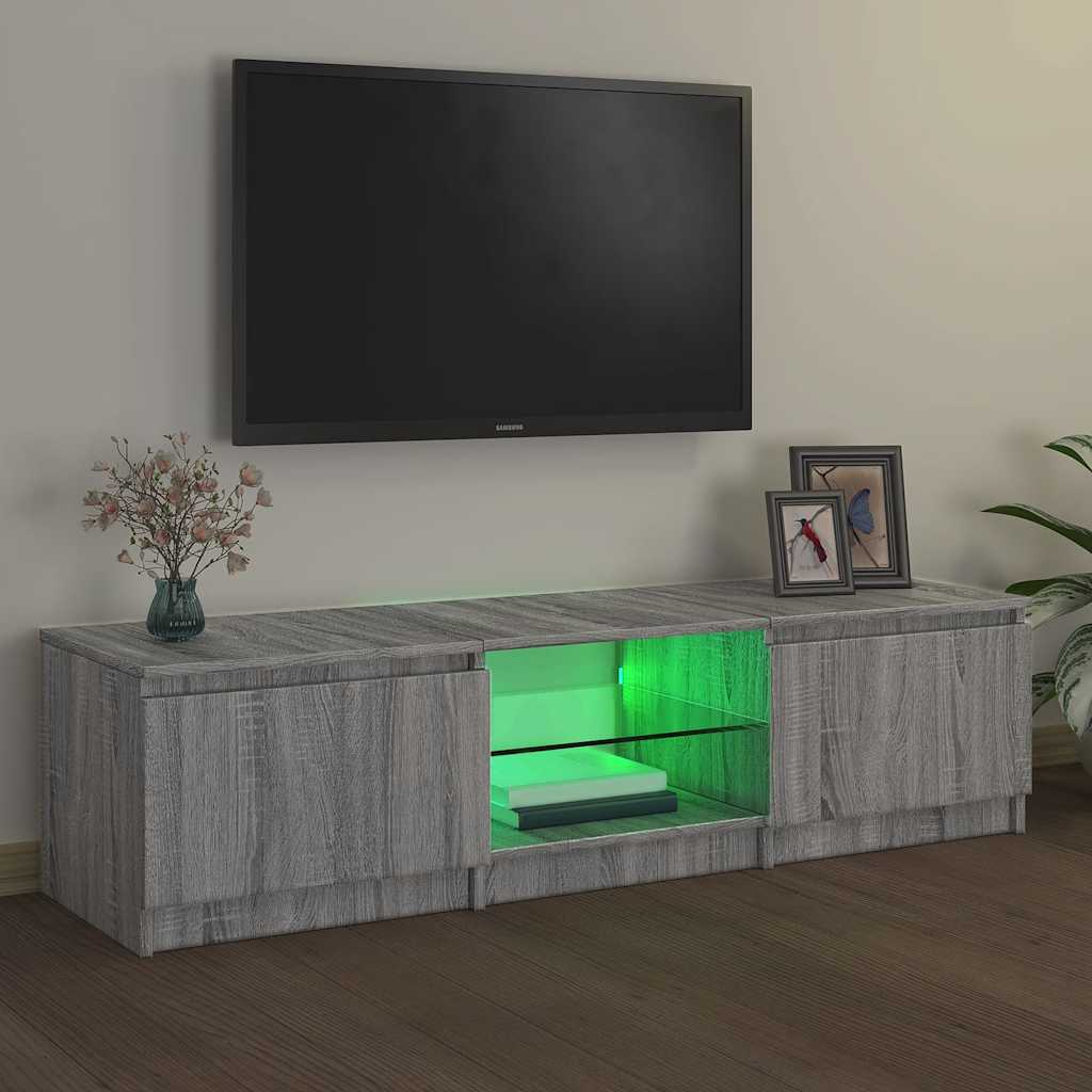 TV-Møbel Sonoma Grå TV-benk med LED-lys Eik 140x40x35,5 cm