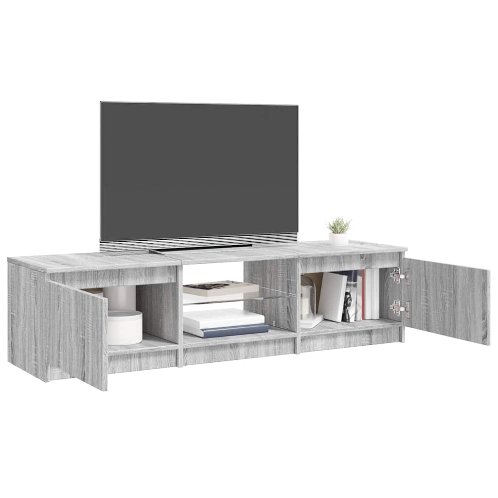 TV-Møbel Sonoma Grå TV-benk med LED-lys Eik 140x40x35,5 cm