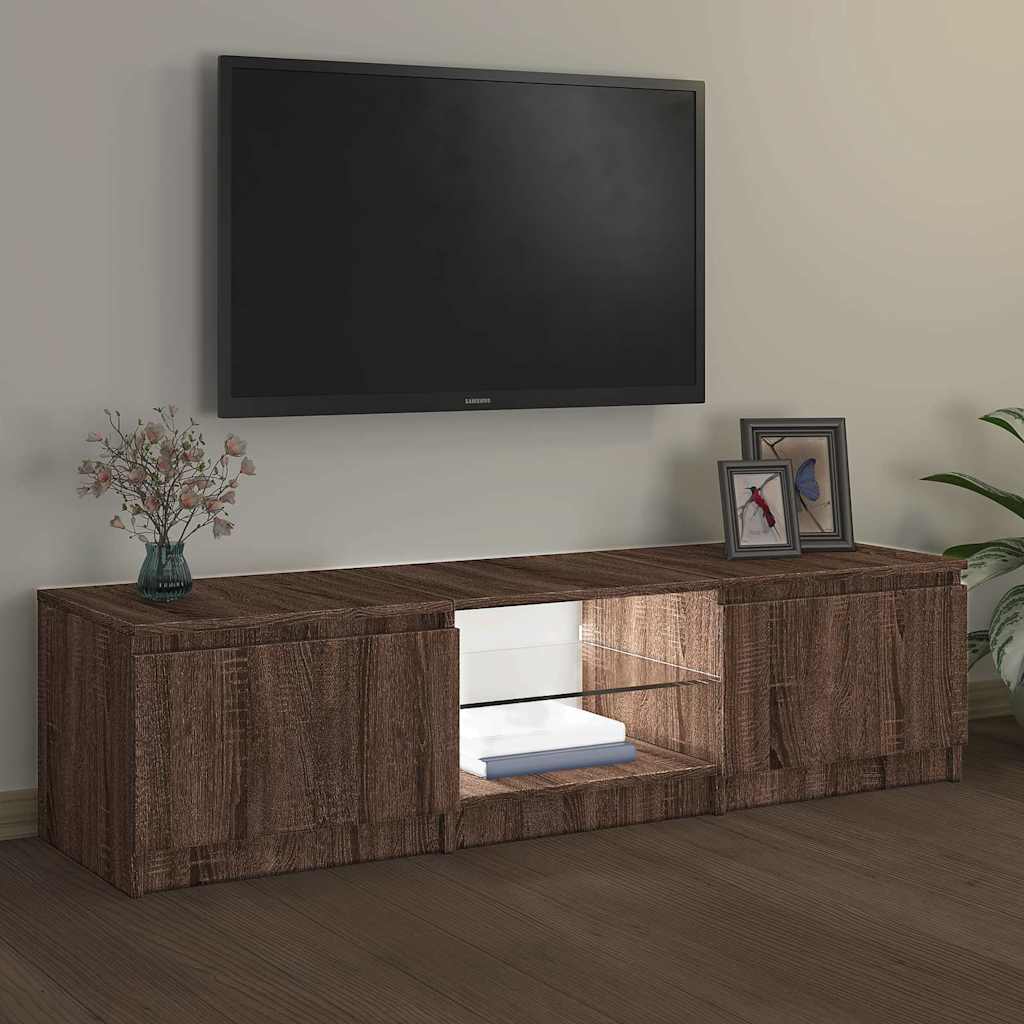 TV-Møbel Brun Eik TV-benk med LED 140x40x35,5 cm
