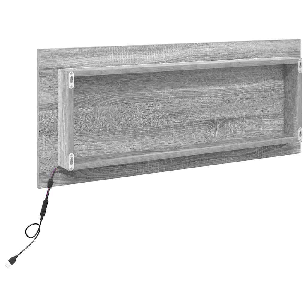 Baderomsspeil med LED Lys Sonoma Grå 90x8,5x37 cm