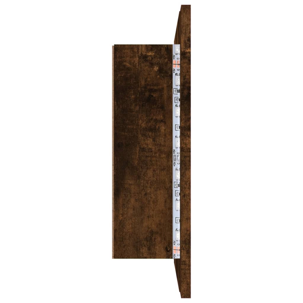 Baderomsspeil Skap med LED Røkt Eik 60x12x45 cm