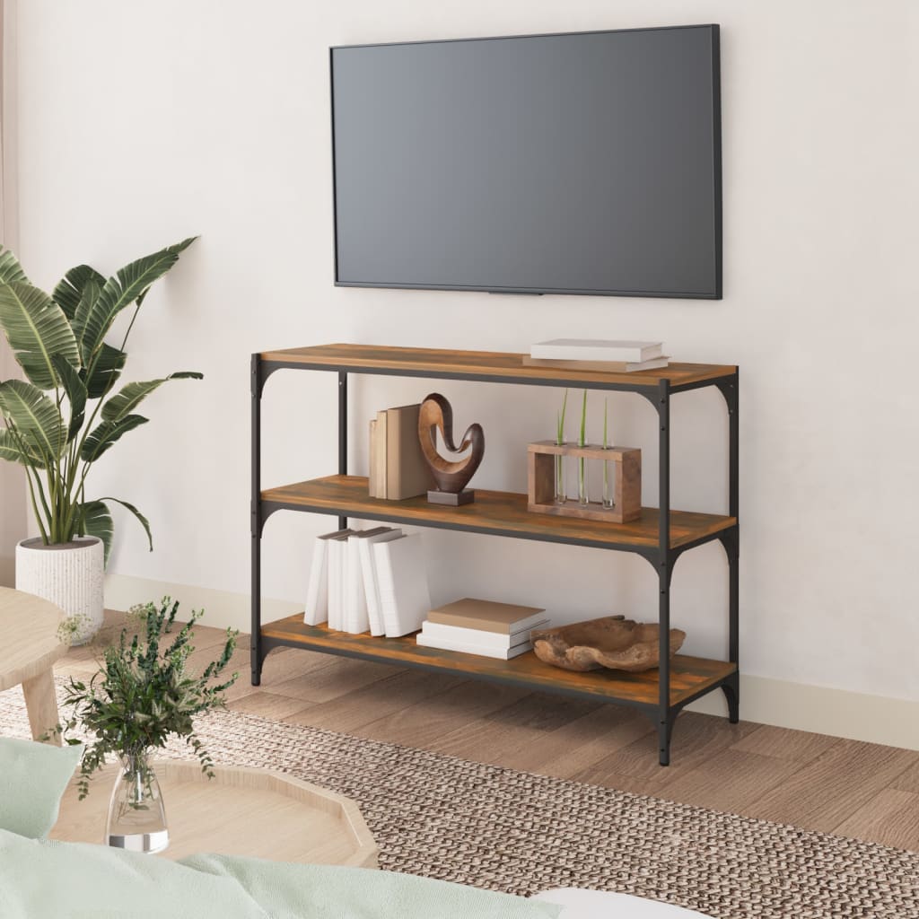 Bokhylle røkt eik 100x33x70,5 cm konstruert tre og stål