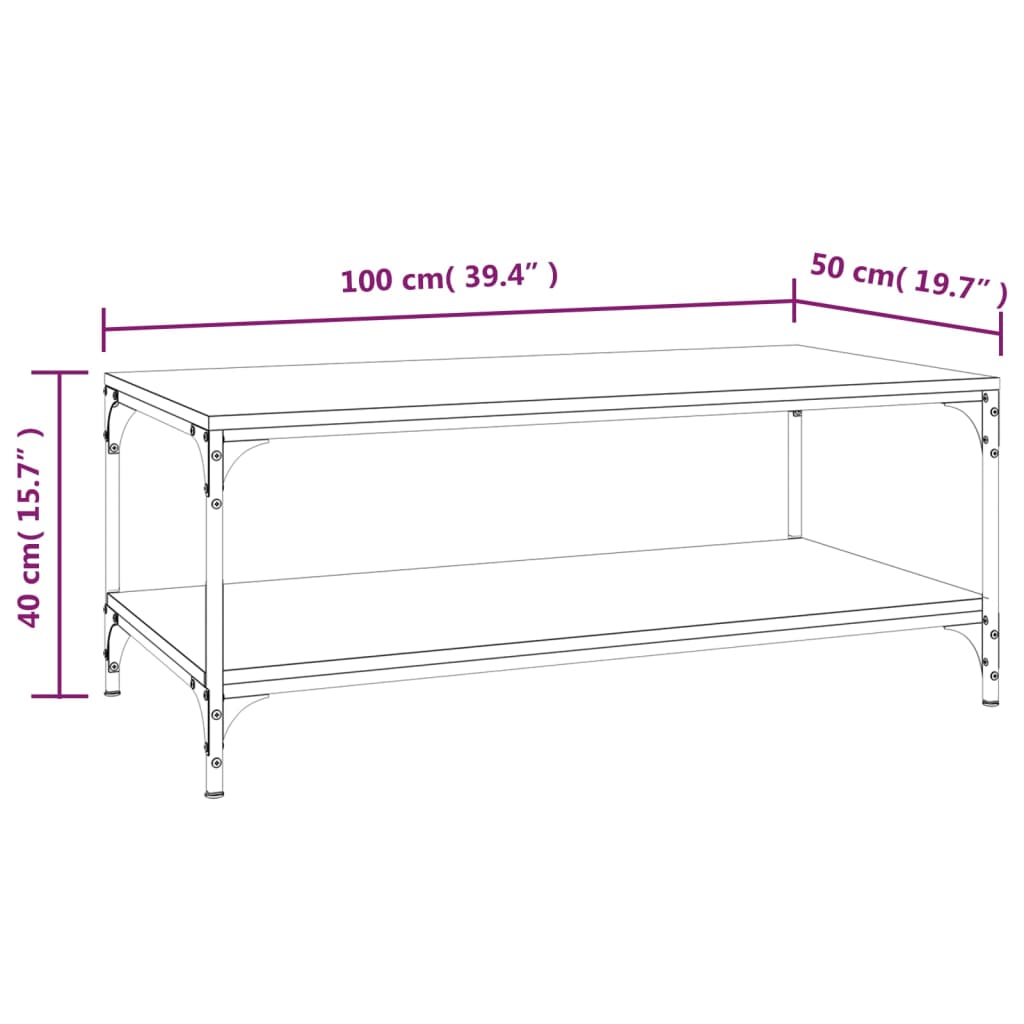Salongbord Sonoma eik 100x50x40 cm konstruert tre