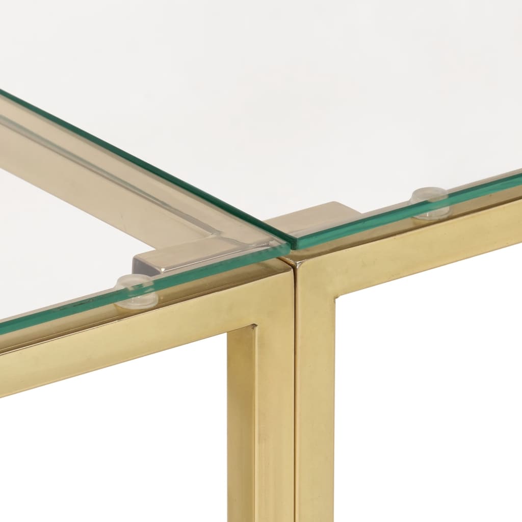 Avlastningsbord konsollbord DIV. gull rustfritt stål og herdet glass