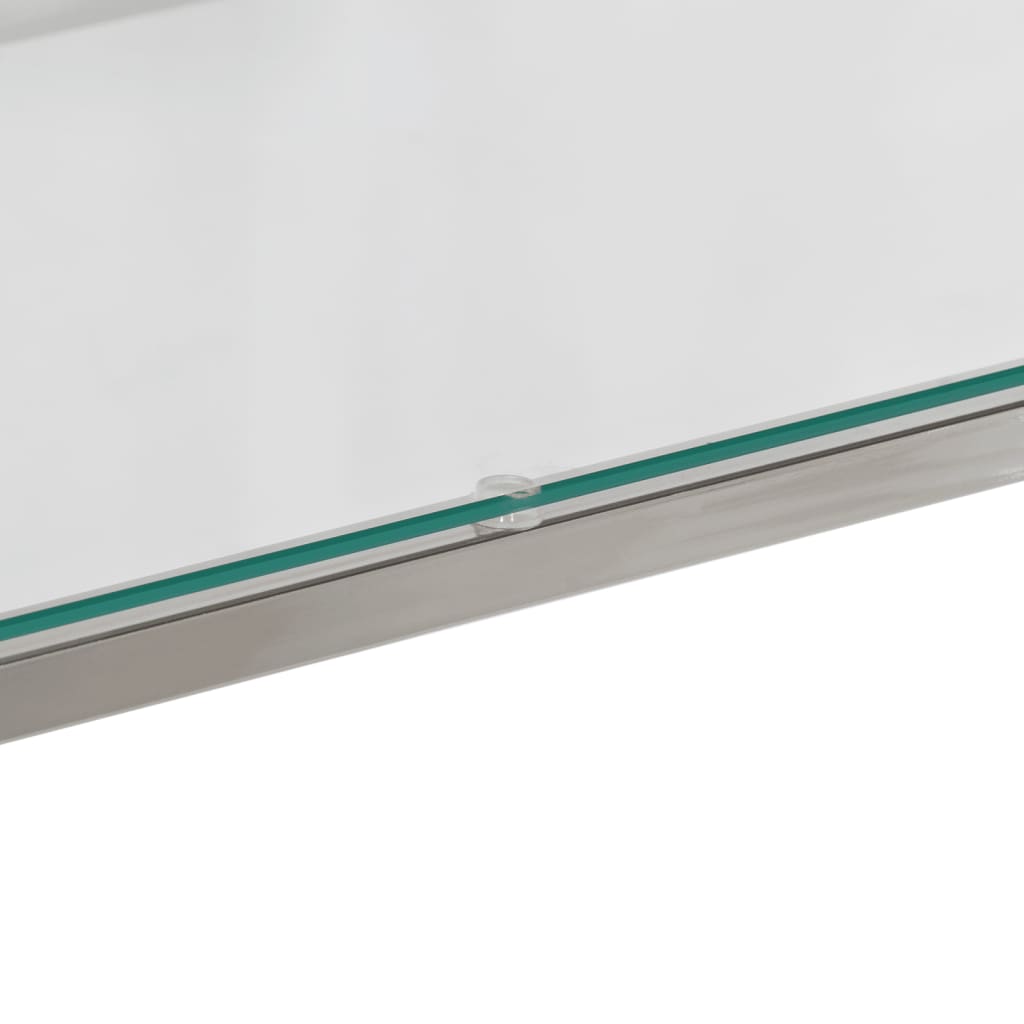Avlastningsbord konsollbord DIV. sølv rustfritt stål og herdet glass