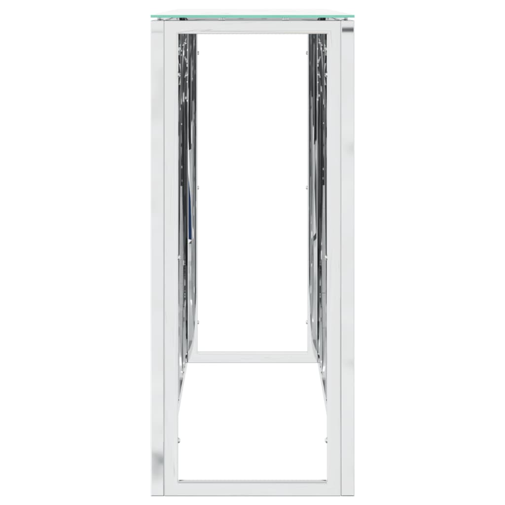 Avlastningsbord konsollbord DIV. sølv 110x30x70 cm rustfritt stål og glass