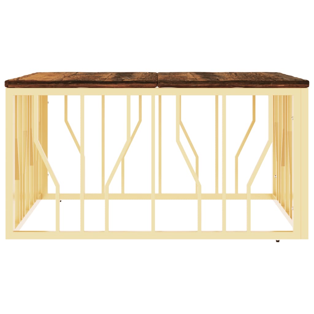 Salongbord Sofabord DIV. rustfritt stål gull og gjenvunnet heltre