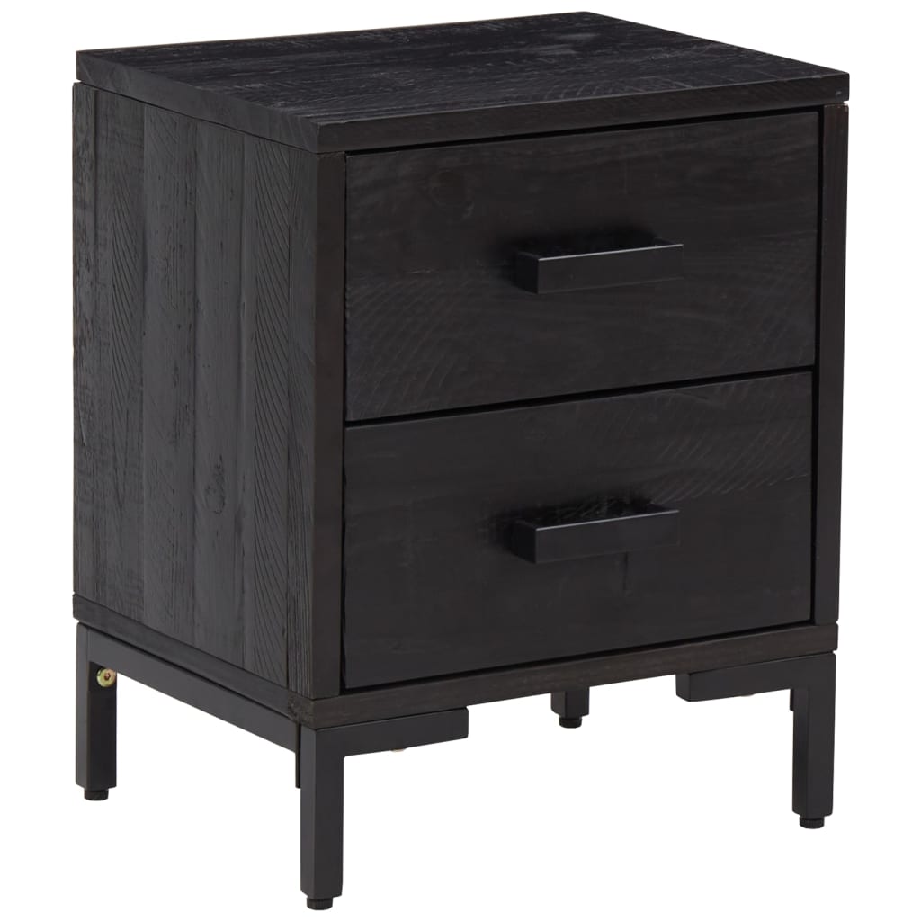 Nattbord Sengbord Svart 36x30x45 cm heltre furu