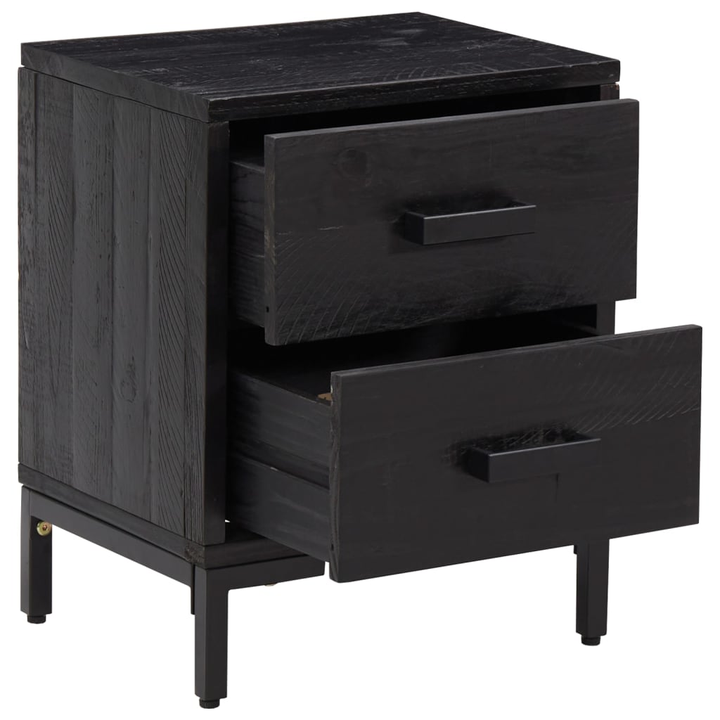 Nattbord Sengbord Svart 36x30x45 cm heltre furu