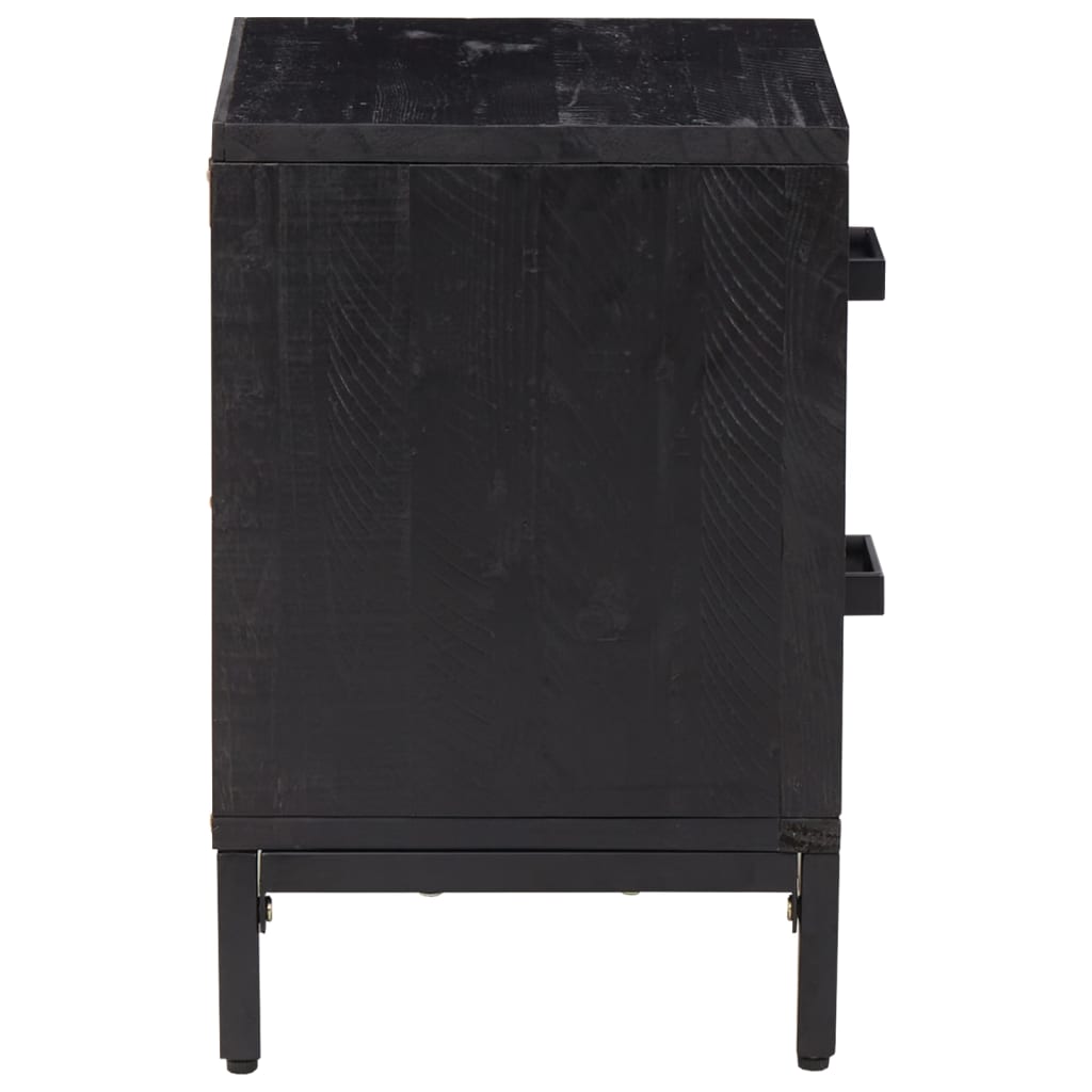 Nattbord Sengbord Svart 36x30x45 cm heltre furu