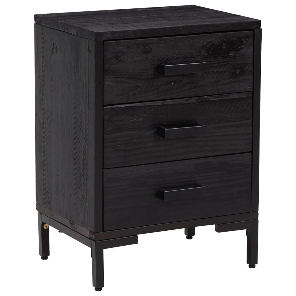 Nattbord Sengbord Svart 40x30x55 cm gjenvunnet heltre furu