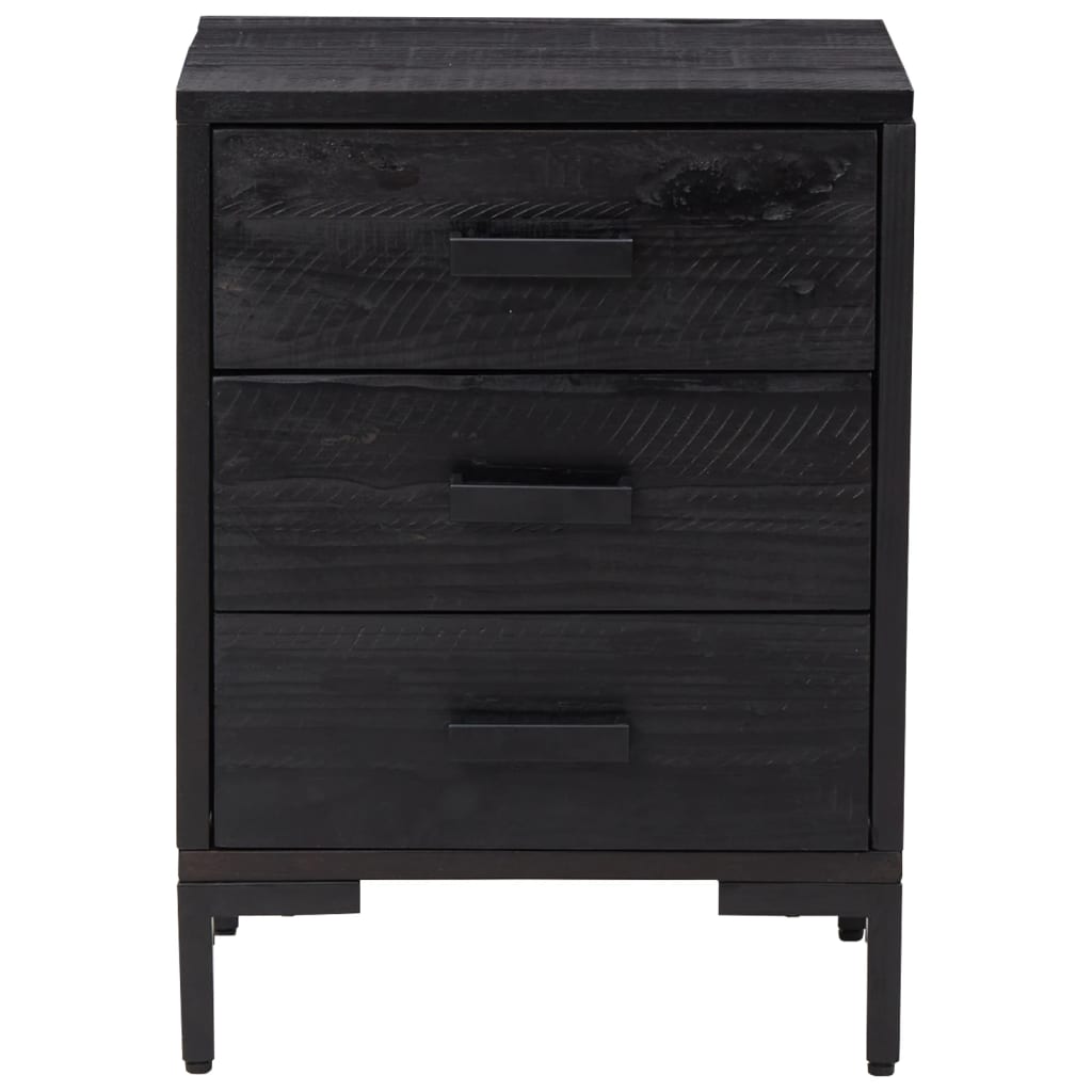 Nattbord Sengbord Svart 40x30x55 cm gjenvunnet heltre furu