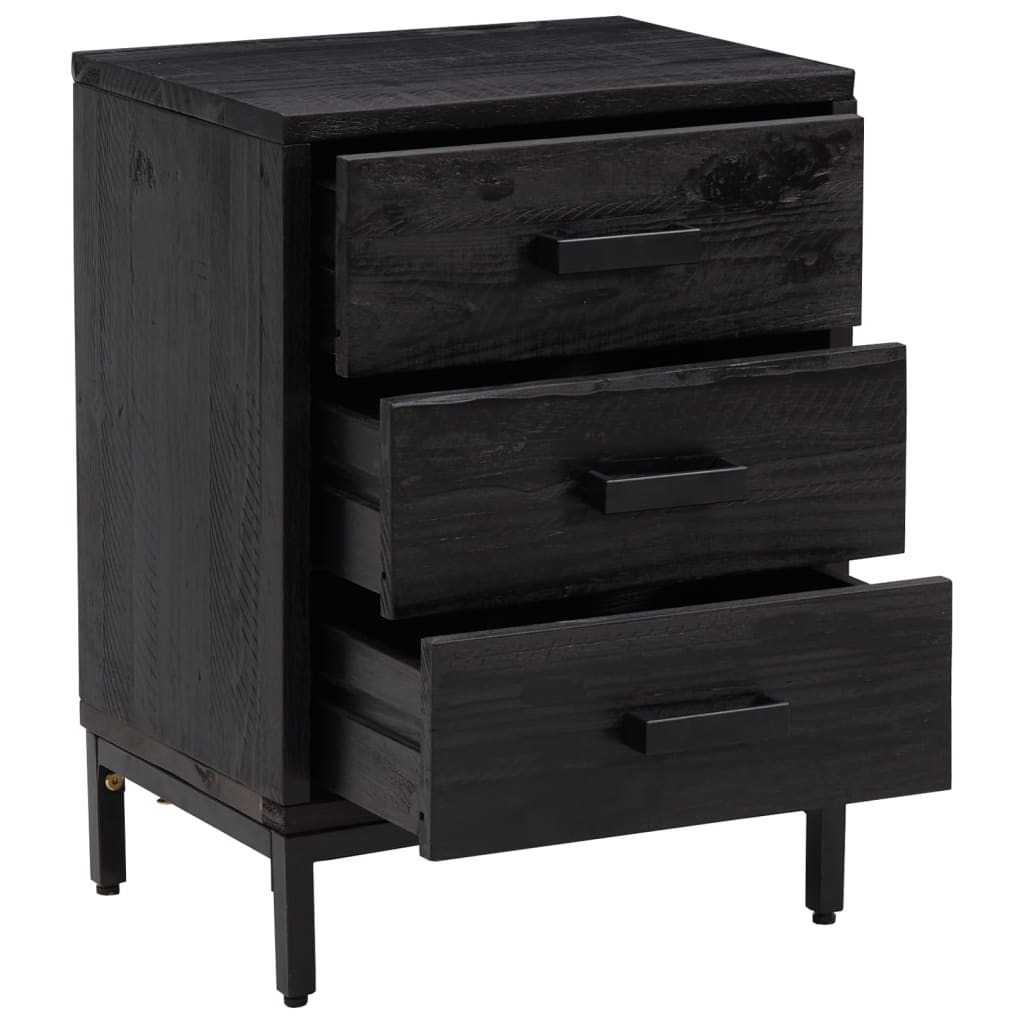 Nattbord Sengbord Svart 40x30x55 cm gjenvunnet heltre furu