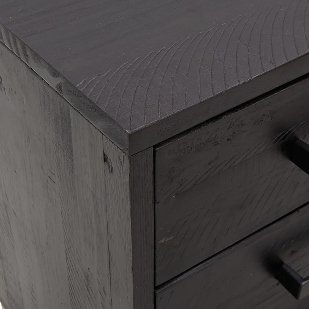 Nattbord Sengbord Svart 40x30x55 cm gjenvunnet heltre furu