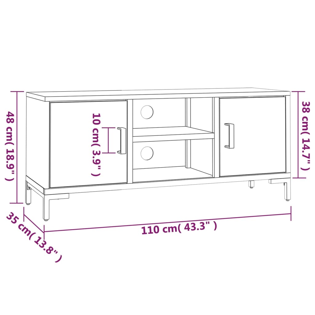 TV-Møbel Brun TV-benk 110x35x48 cm heltre furu