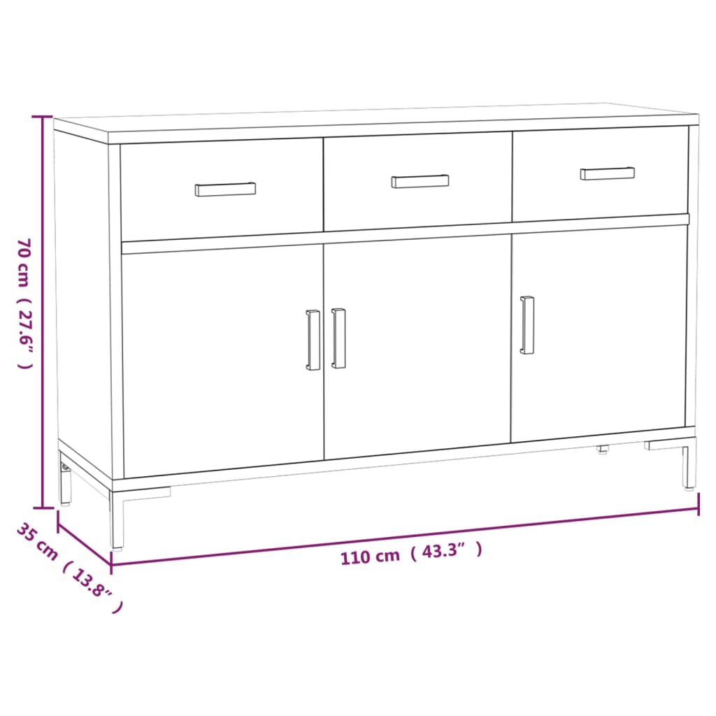 Skjenk Brun 110x35x70 cm heltre furu
