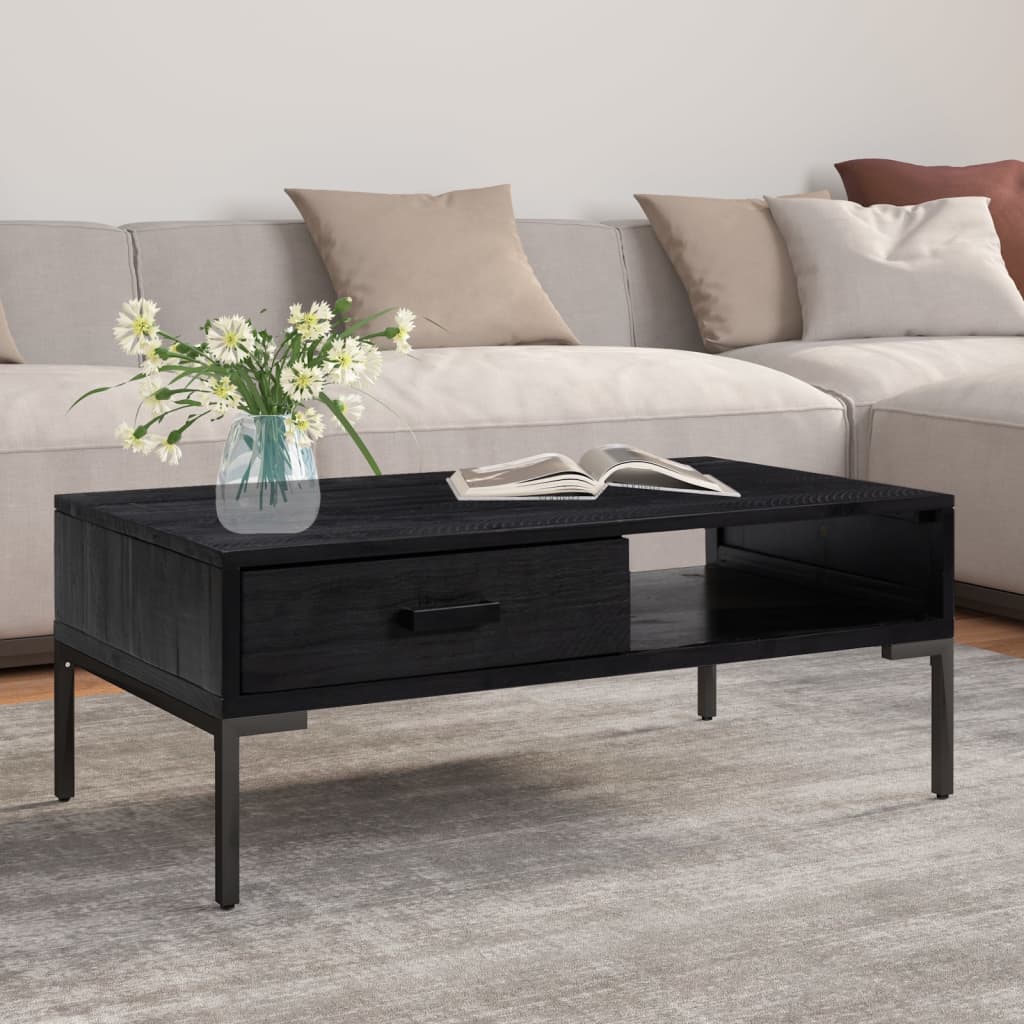 Salongbord Sofabord Svart 90x50x35 cm heltre furu