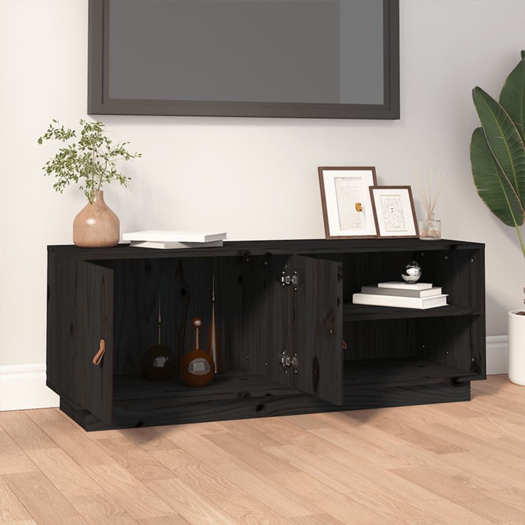 TV-Møbel Svart TV-benk 105x34x40 cm heltre furu