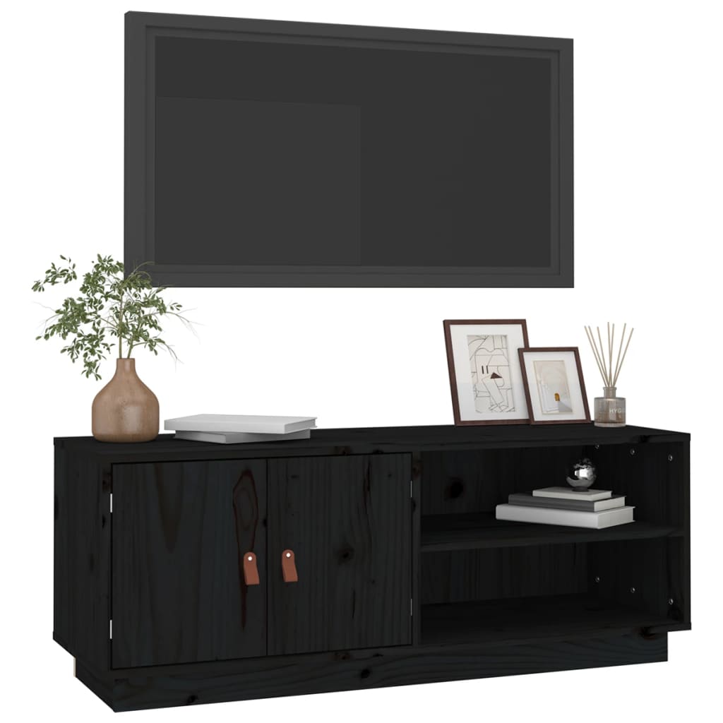 TV-Møbel Svart TV-benk 105x34x40 cm heltre furu